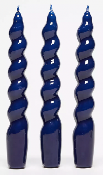 Pack of 3 Navy Spiral Candles