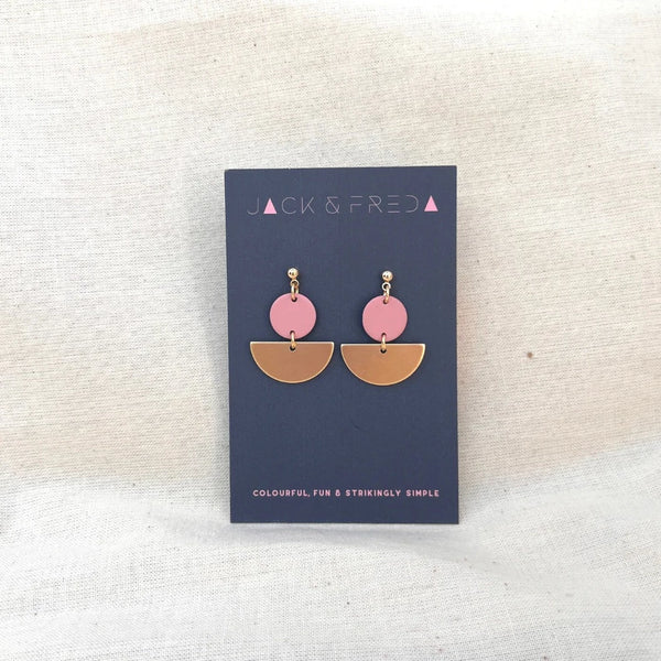 Lola Semi Circle Stud Earrings - Dusky Pink