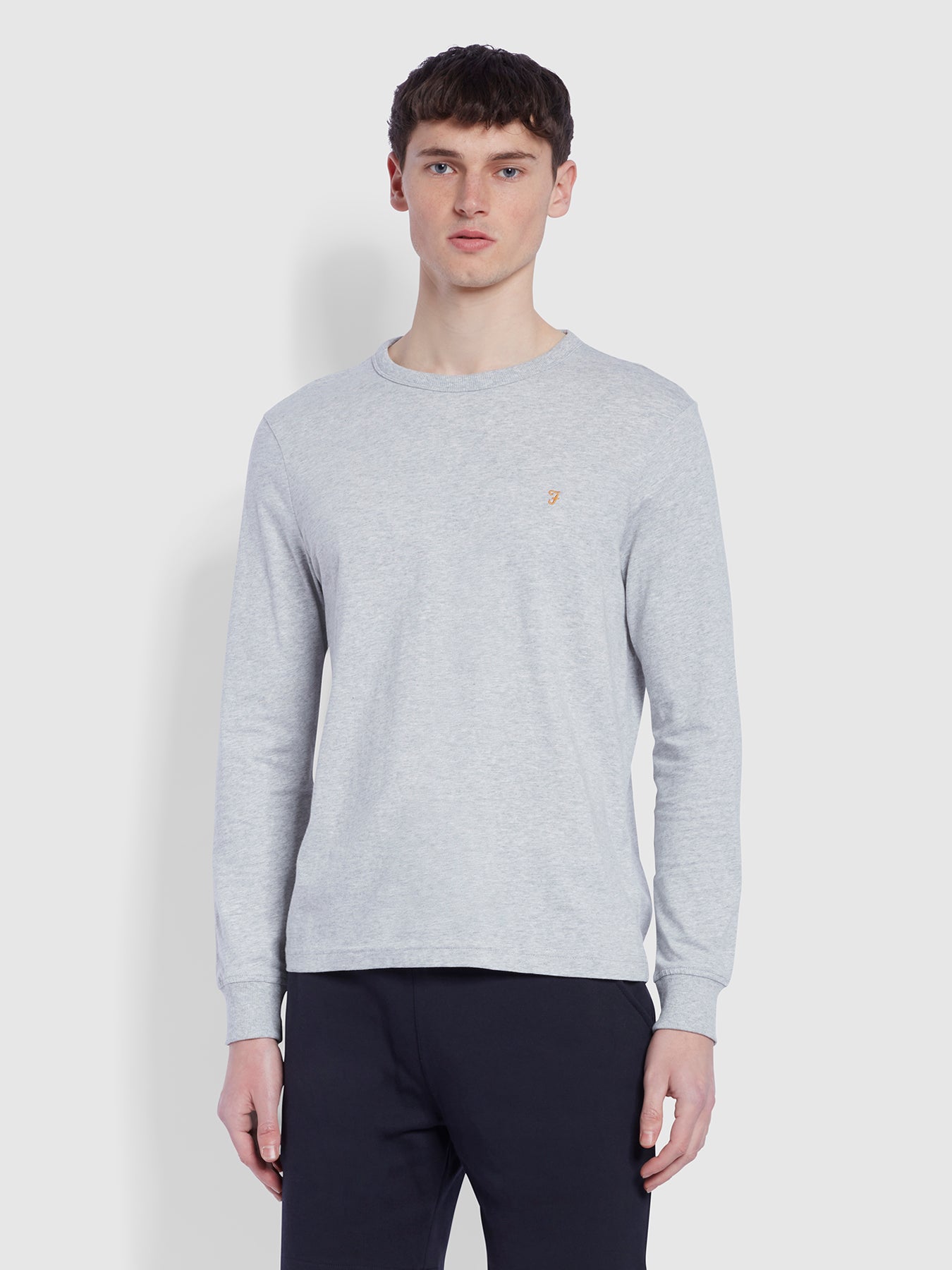 Grey Worthington Slim Fit Long Sleeve Organic Cotton T-shirt