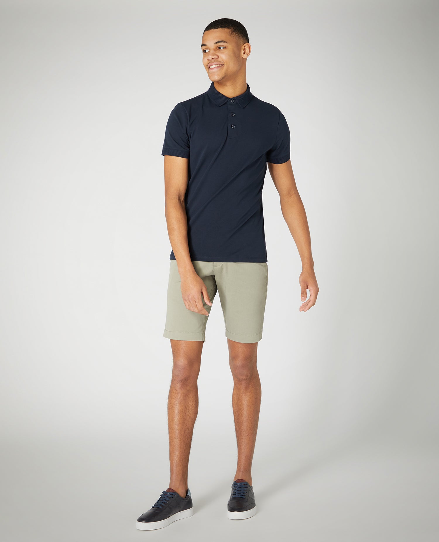 Khaki Cotton Stretch Slim Fit Chino Shorts