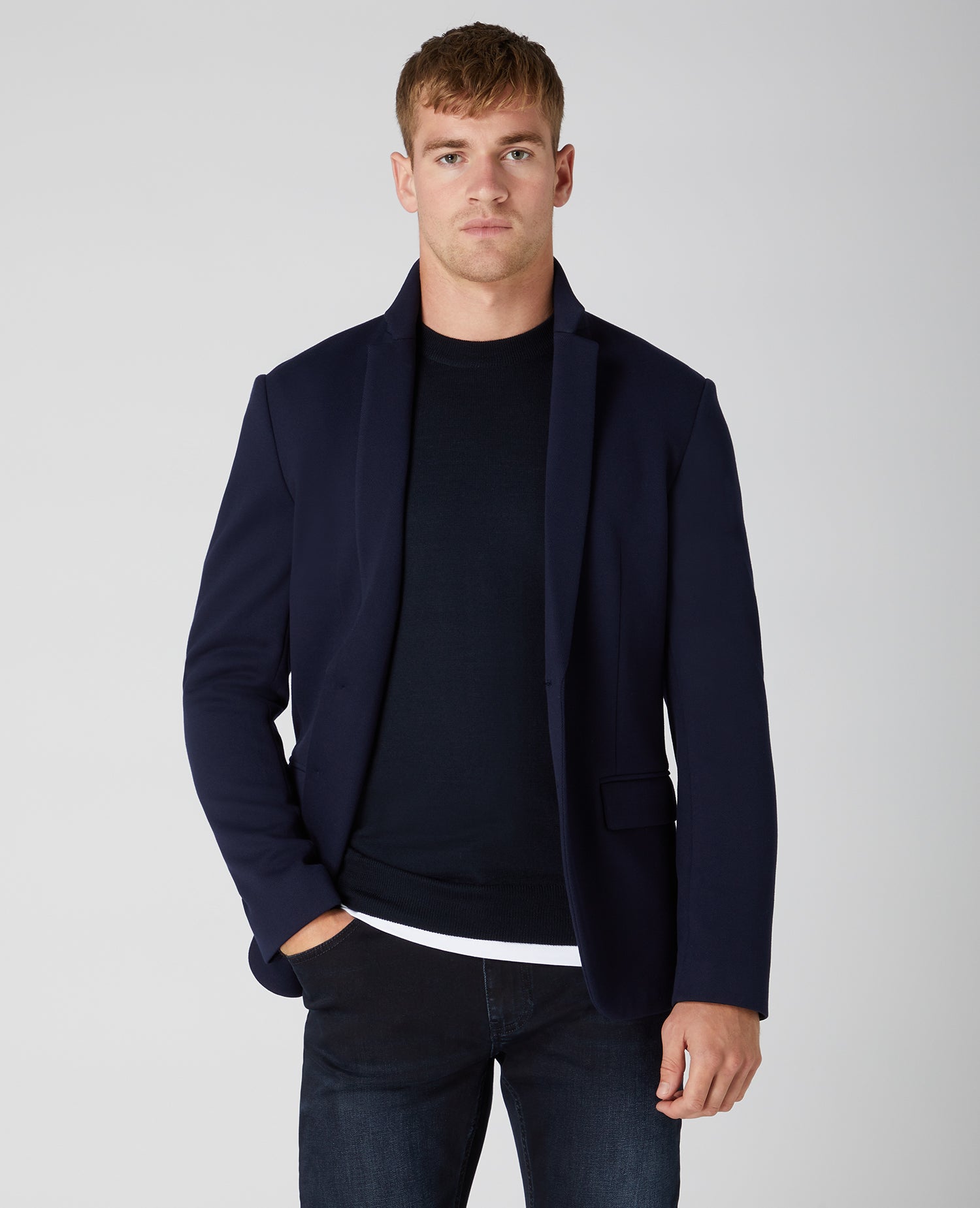 Navy Donato Slim Fit Stretch Jacket