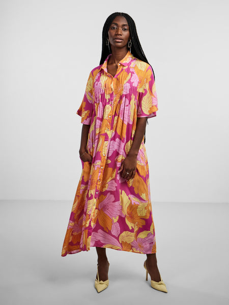 Filippa 2/4 Long Shirt Dress - Fuchsia Purple