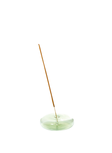 Dimple Glass Incense Holder - Green