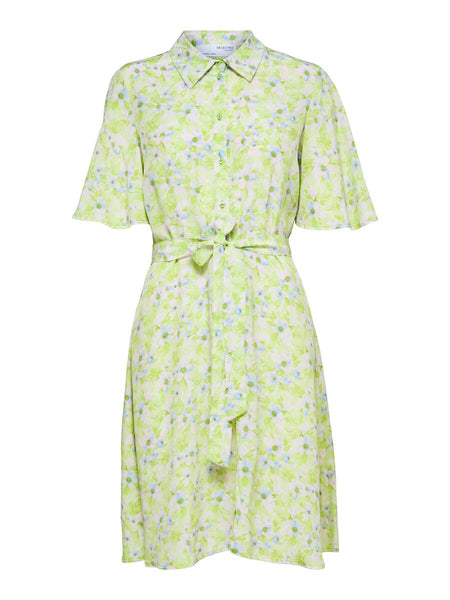 Green Floral Shirt Dress