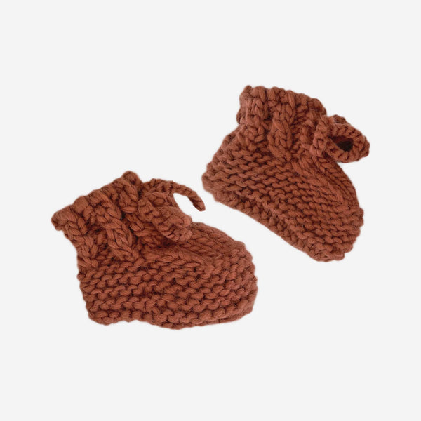 Hand-knitted Wool Booties Cinnamon