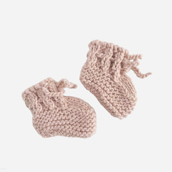 Hand-knitted Wool Booties Blush