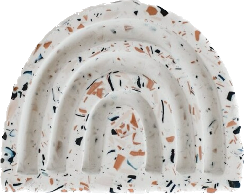 Badger & Birch Terrazzo Rainbow Soap Dish - White with Natural Terrazzo