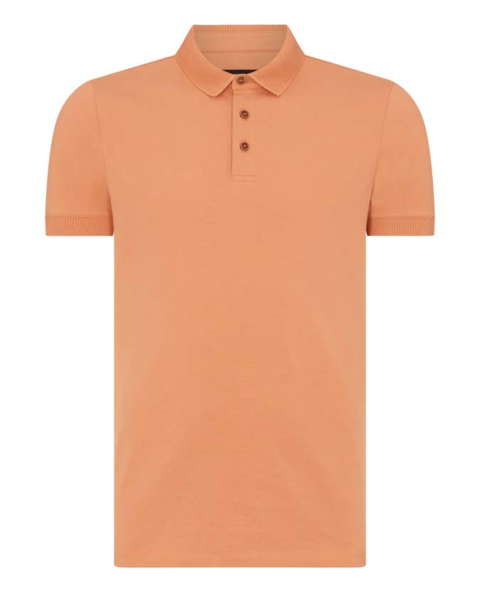 Orange Cotton-stretch Tapered Fit Jersey Polo Shirt