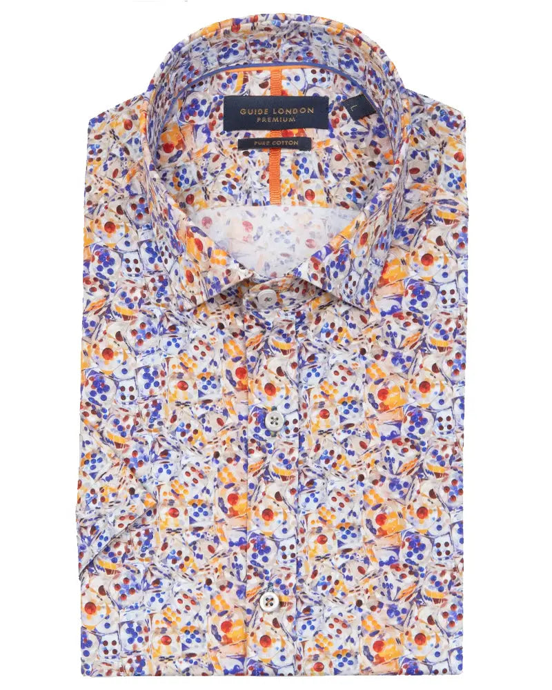 Guide London Dice Print Short Sleeve Shirt - Orange / Purple