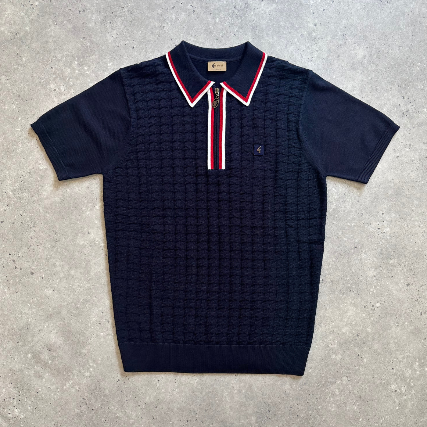 Vintage Garner Knitted Polo - Navy