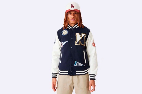 All Over Patch Varsity Jacket Navy