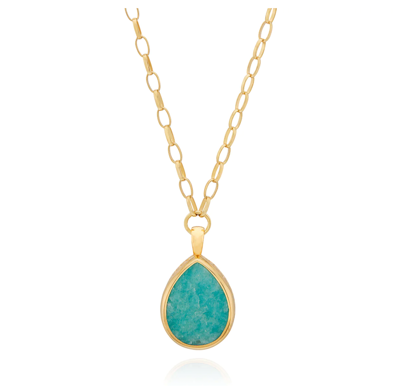 Large Amazonite Drop Pendant Necklace