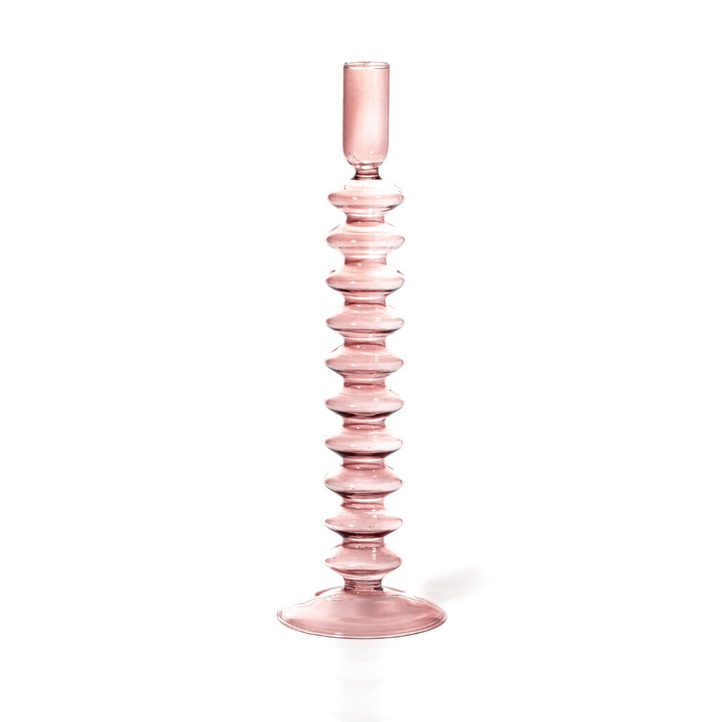 - Rose Quartz Coloured Glass Candle Holder