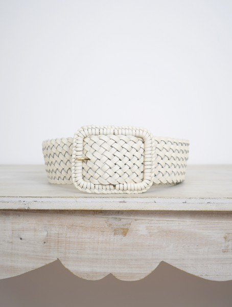 Luna Wide Plaited Belt Cream