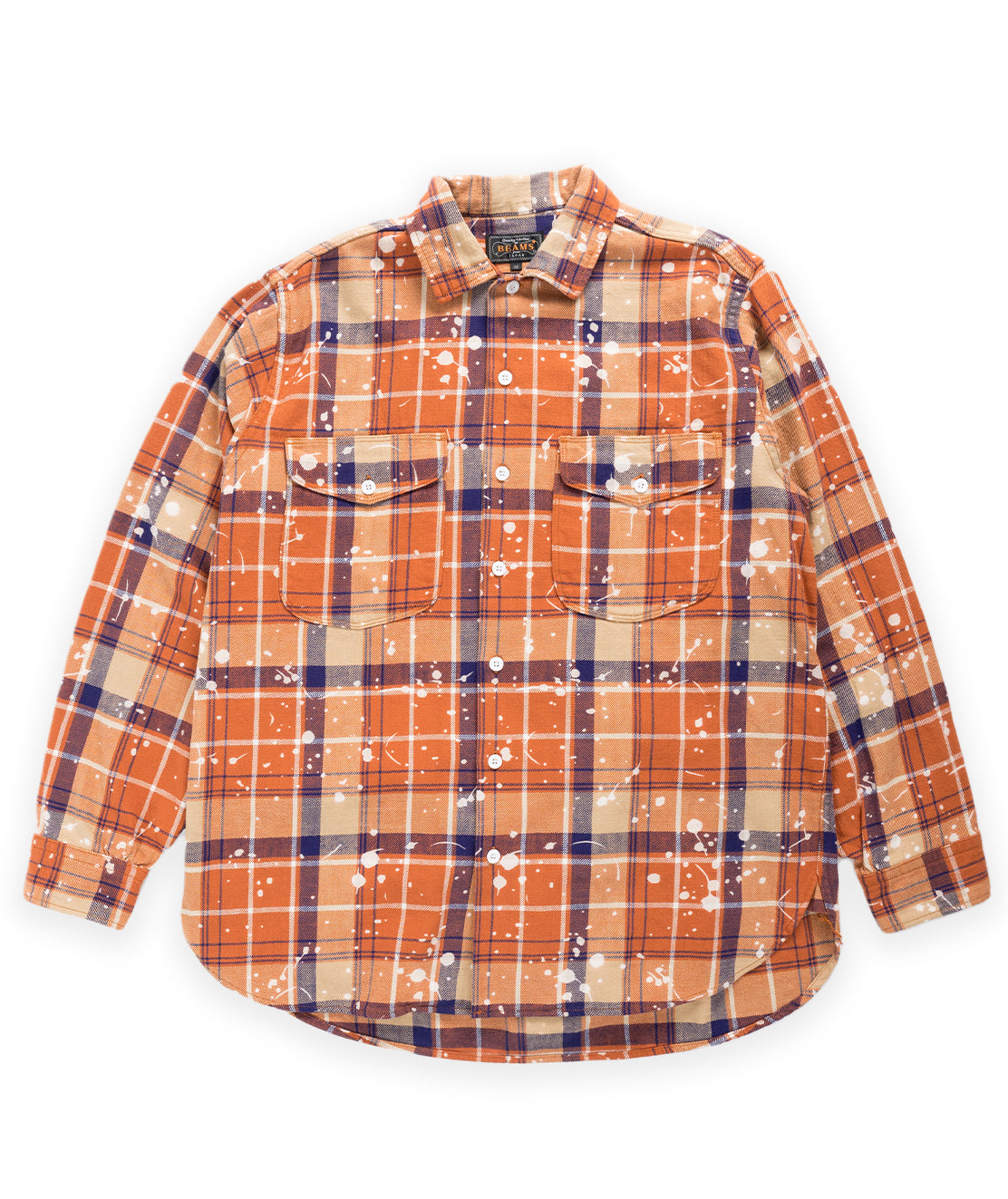 Beams Plus - Work Discharge Print Classic Fit - Orange