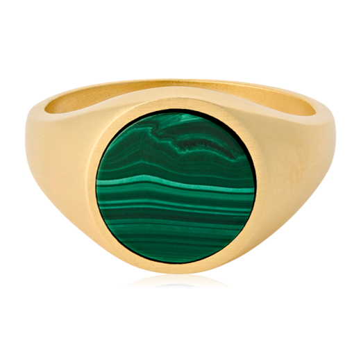 Pernille Corydon Malachite and Gold Forest Signet Ring
