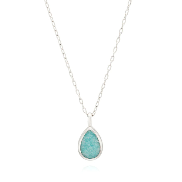 Amazonite Medium Pendant Necklace Silver