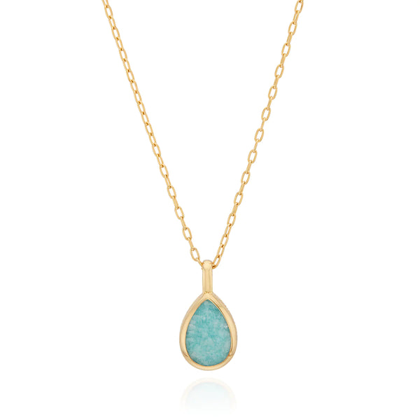 Amazonite Medium Pendant Necklace Gold