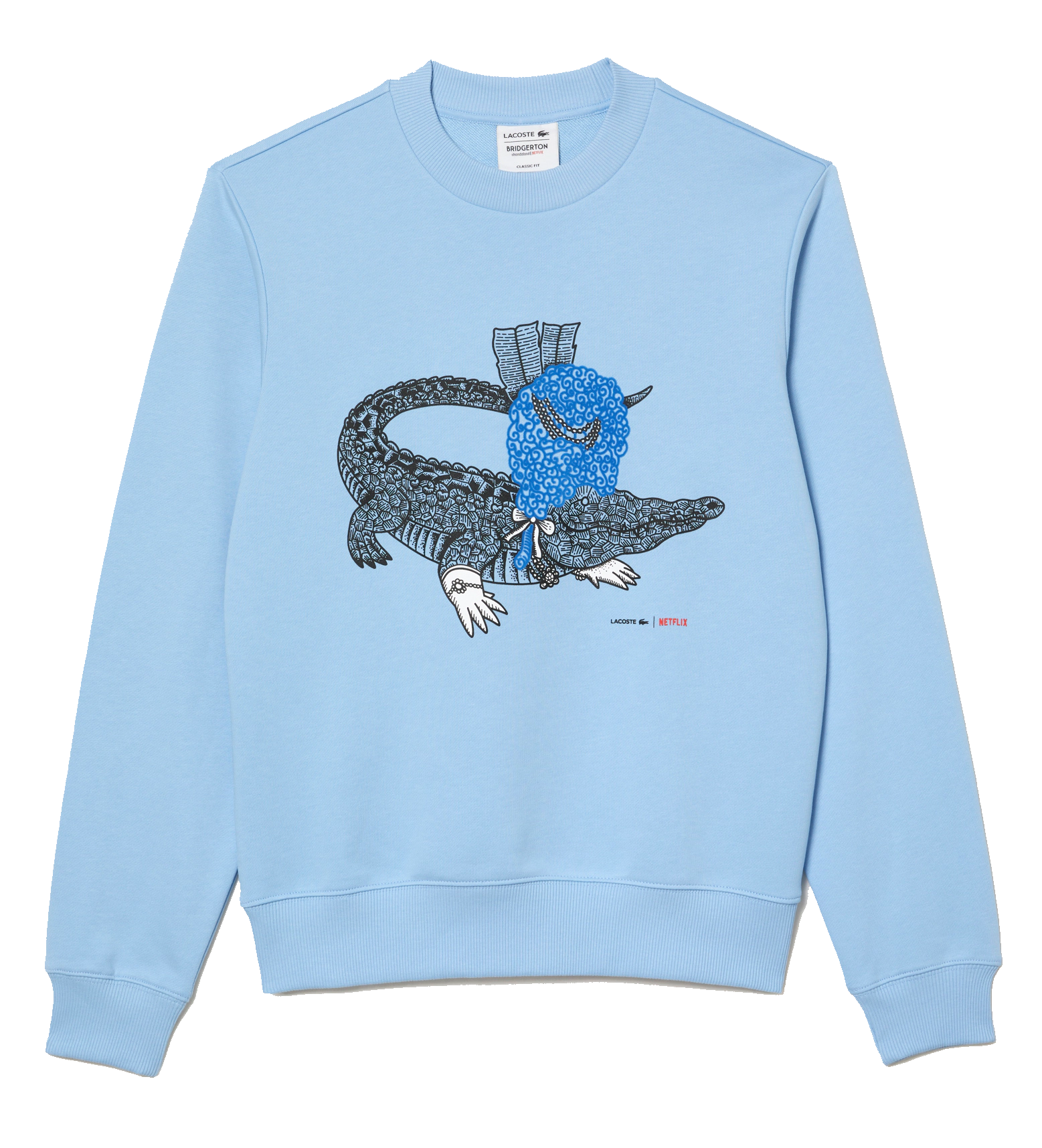 Lacoste X Netflix Organic Cotton Sweatshirt Print Bridgerton Blue