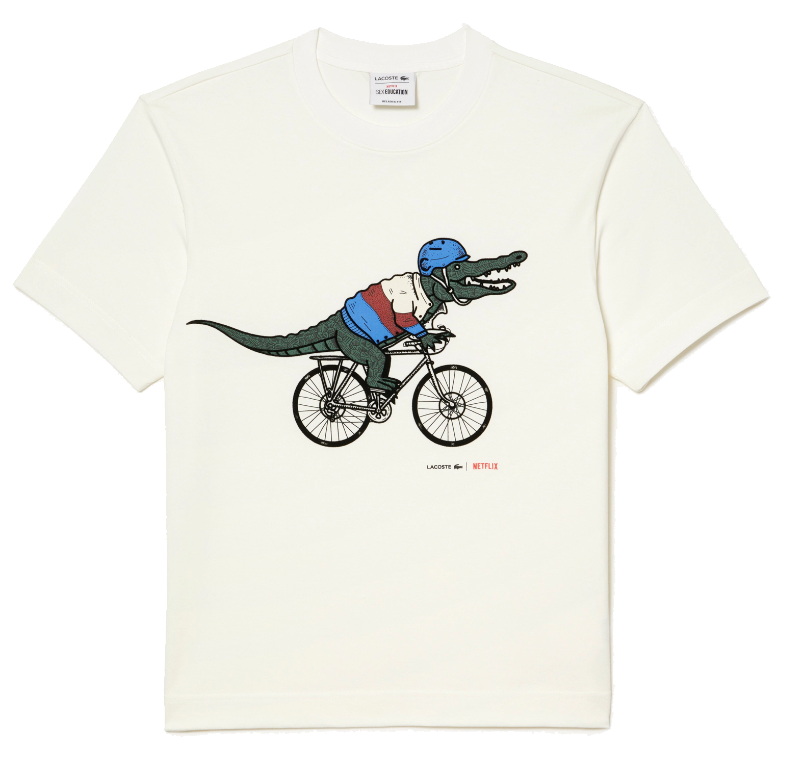 Lacoste X Netflix Organic Cotton Tee Print Sex Education White