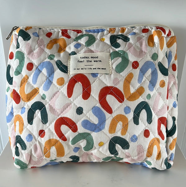 Cotton Washbag Geometric Print Multi Colour