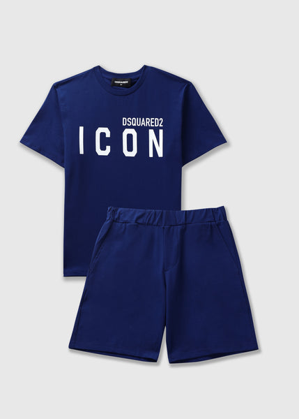 Kids Icon T Shirt and Short Lounge Set In Blue