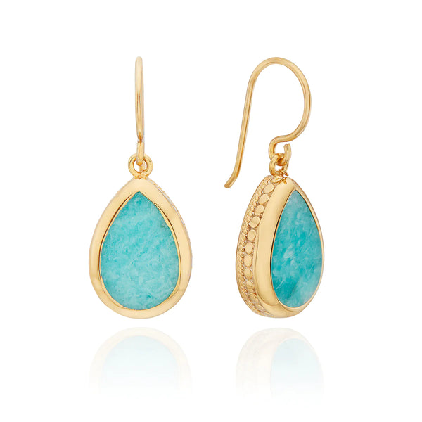 Amazonite Drop Earrings Gold