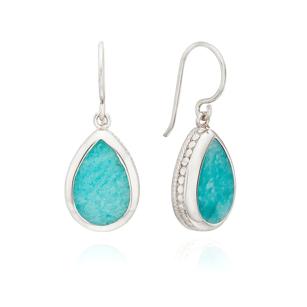 Amazonite Drop Earrings Silver