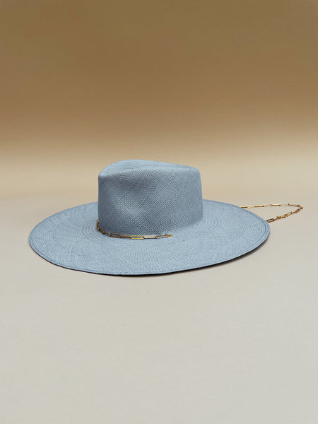 "Living Junior" natural straw hat- Baby Blue