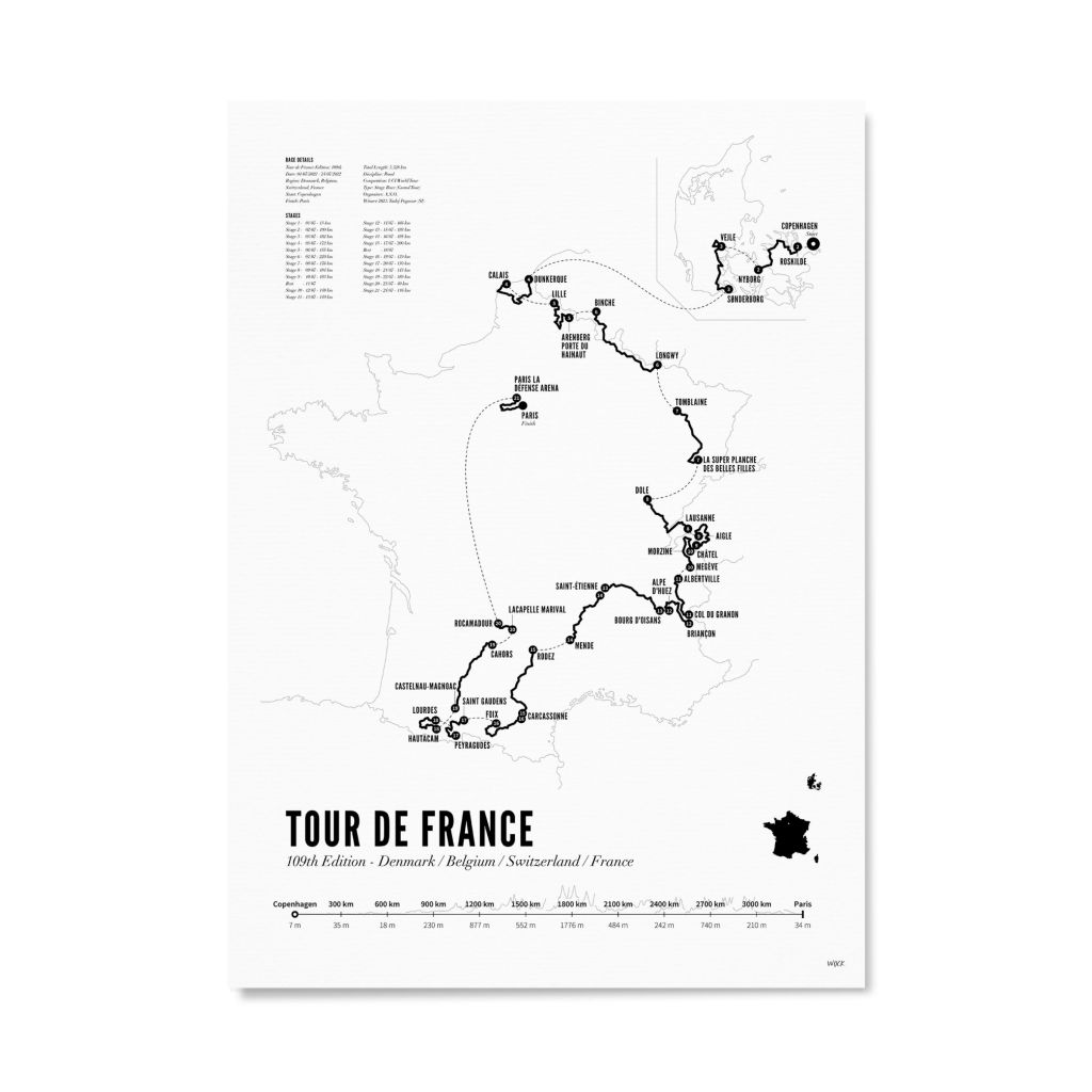WIJCK. 30 x 40cm Tour De France Print with Frame