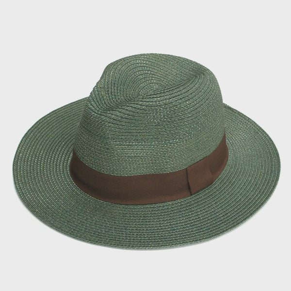 Panama Foldable Hat - Teal With Brown Band