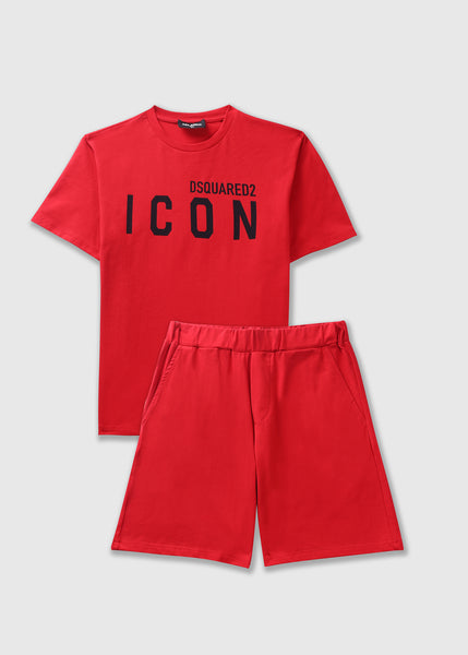 Dsquared2 Kids Icon T-shirt And Short Lounge Set In Red