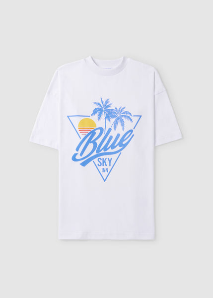 Blue Sky Inn Men's Sunset Logo Tee In White