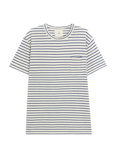 Pocket T-shirt In Off White/blue Stripes From