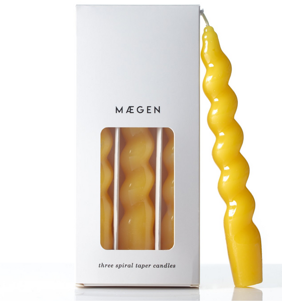 Maegen Spiral Taper Candles - 3 Pack - Yellow