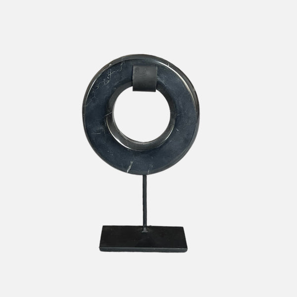 Uma Cantik Guda Round Stone On Stand - Black