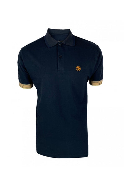 Stripe Deep Cuff Pique Polo Navy