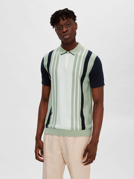 Sky Captain/cloud Dancer Mattis Knit Stripe Polo