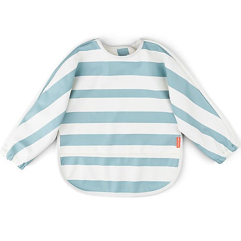 Bavaglino with sleeves 6-18 months - blue stripes