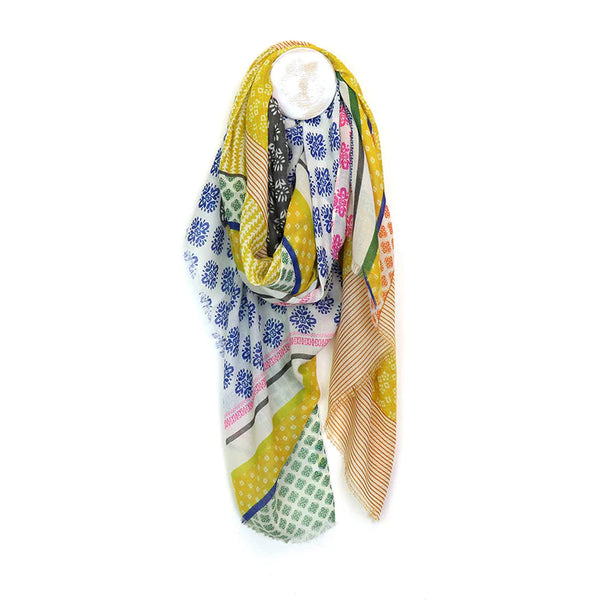 - Mustard & Pink Multi Print Scarf