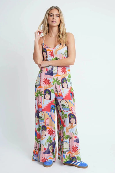 Cabarero Printed Wide Leg Jumpsuit Pink