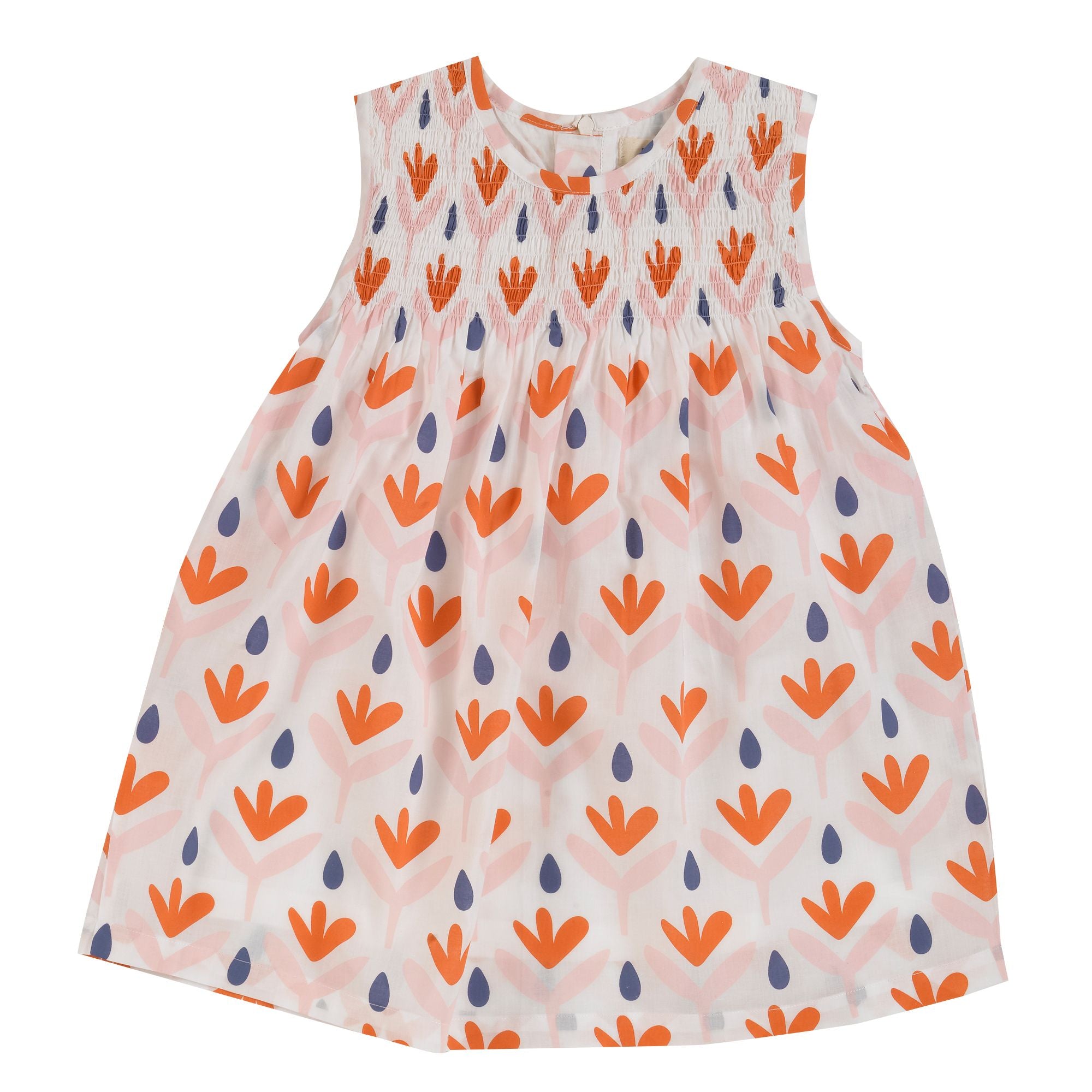 Sleeveless Smock Dress Floral - Orange