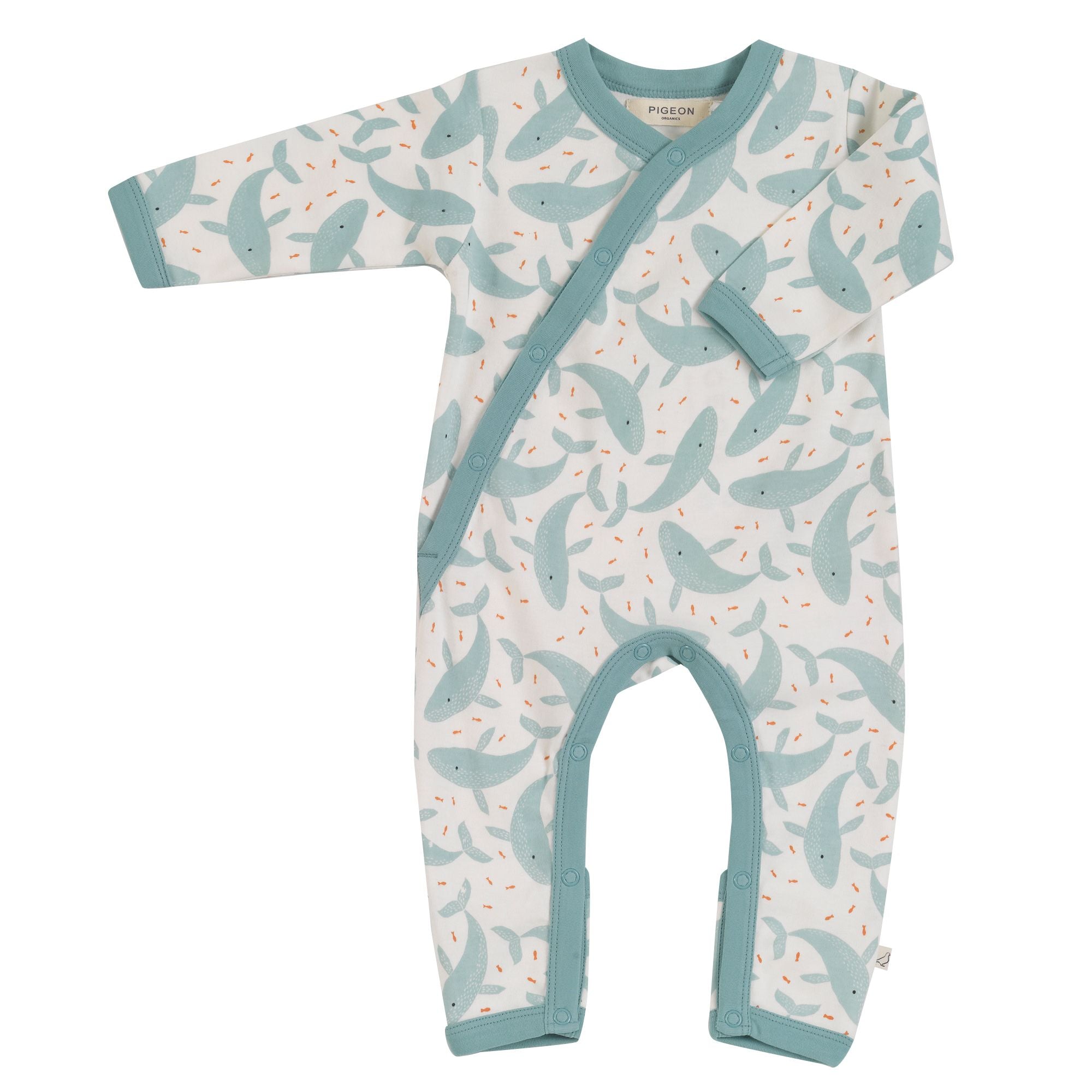 Kimono Romper Whales - Turquoise