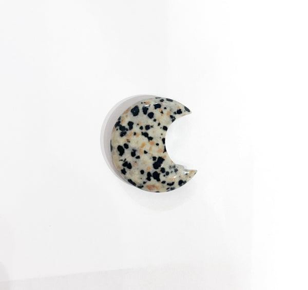 Crescent Moon Gemstone Carving- Dalmation Stone