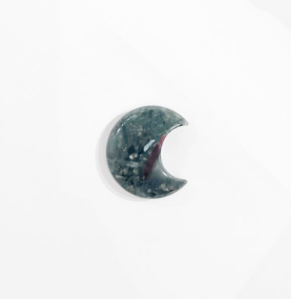 Crescent Moon Gemstone Carving- Bloodstone