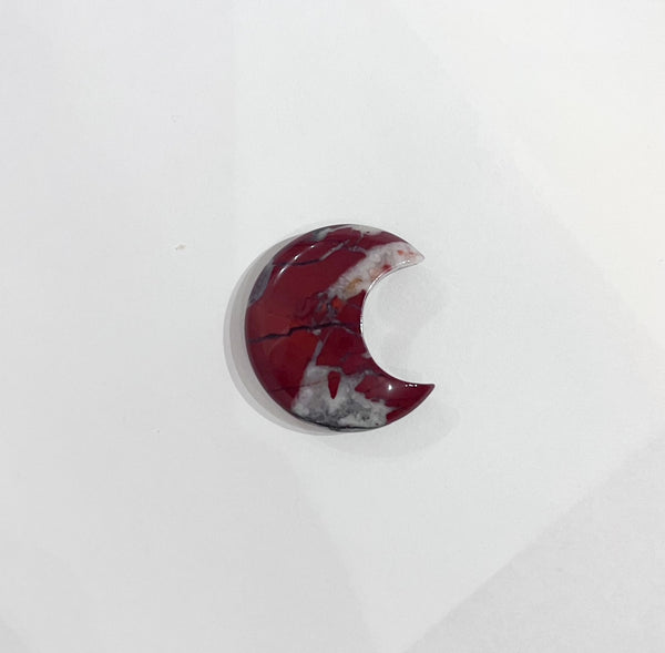 Crescent Moon Gemstone Carving- Red Jasper