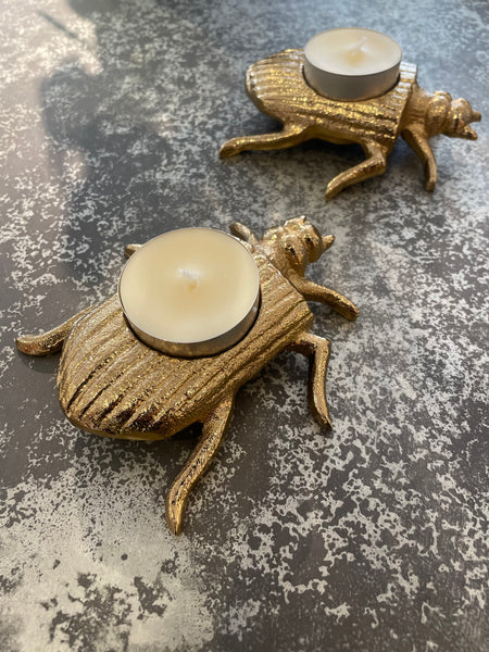 - Hv Golden Bug Candleholder- 10x10x2 Cm