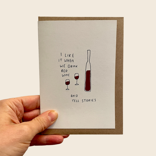 Drinking Wine Telling Stories Card