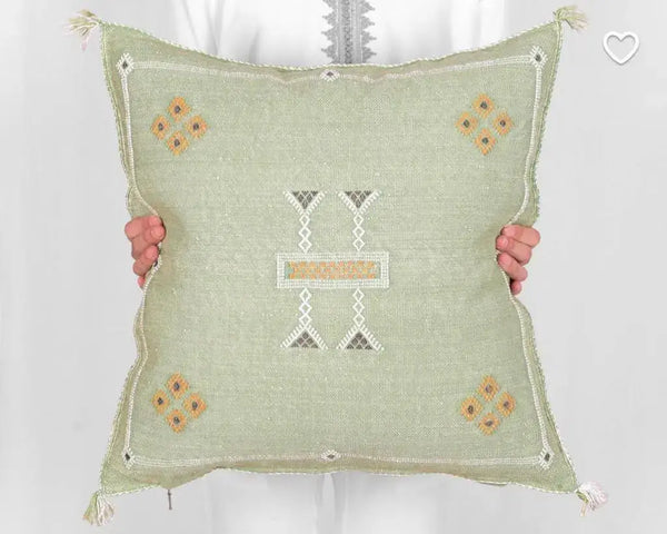 Pistachio Moroccan Cactus Silk Cushion Cover