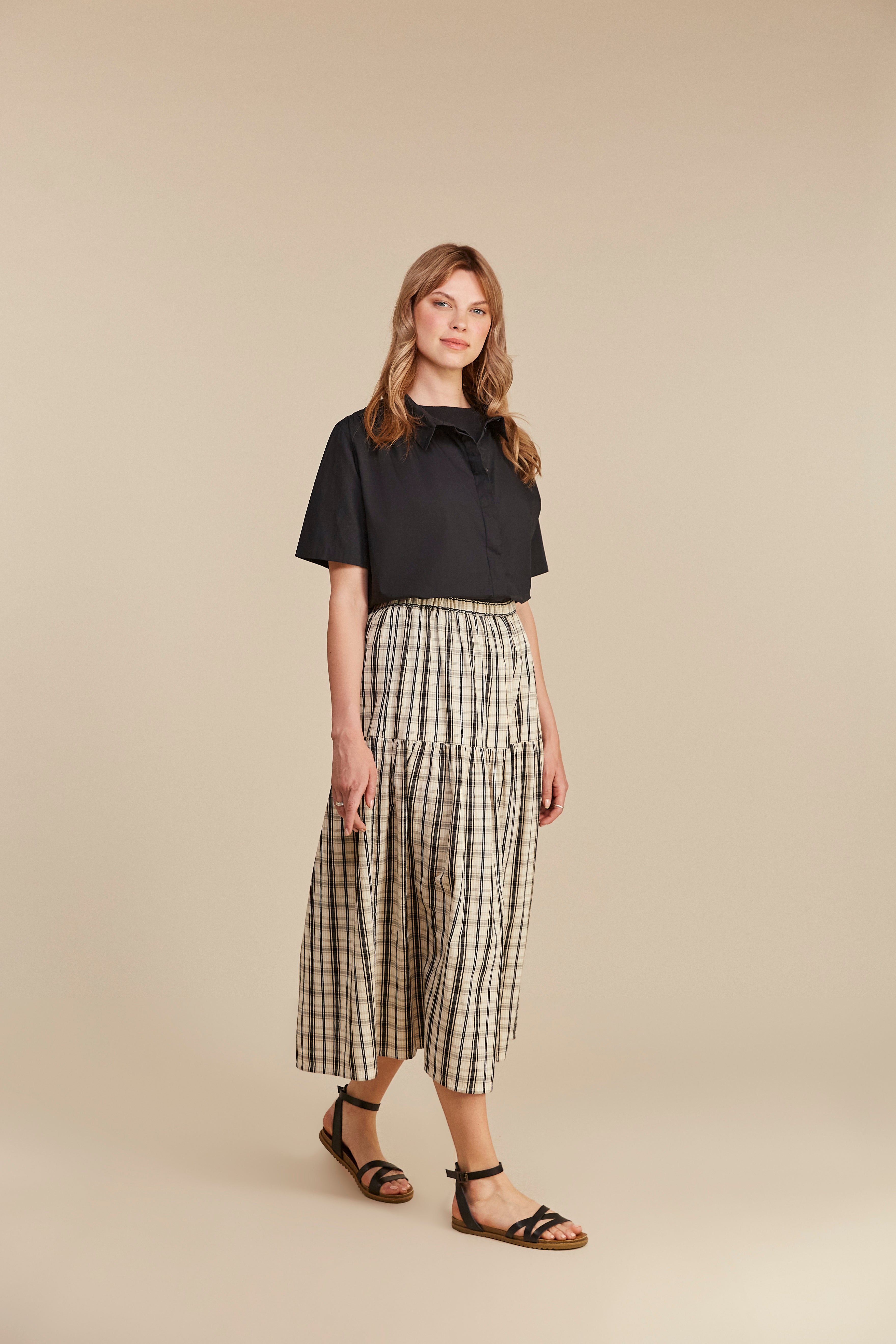 Ulla Checked Midi-skirt